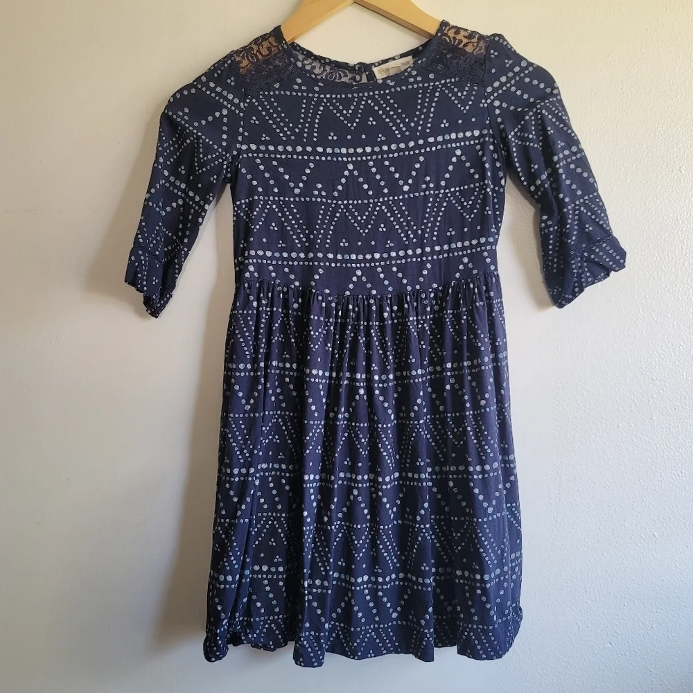 Tucker + Tate, Girls Navy and Grey Geo Print Dress, Size Small (7/8)